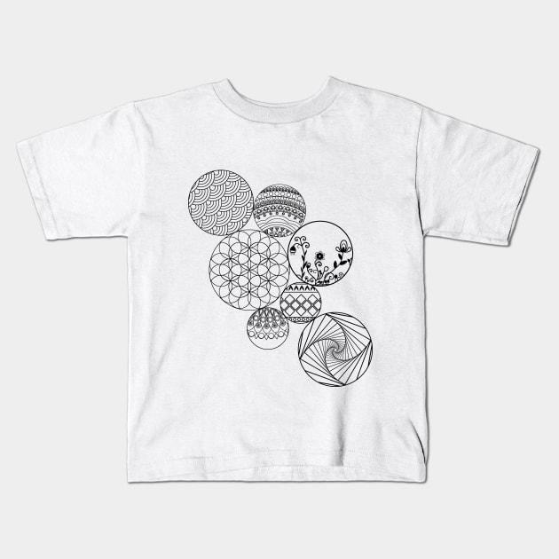 Mandalas, circles and flowers Kids T-Shirt by hedehede